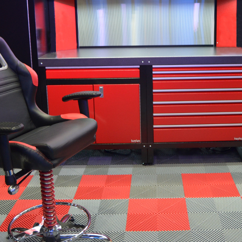 Swisstrax Ribbed Rubber Flooring used as Workshop Flooring