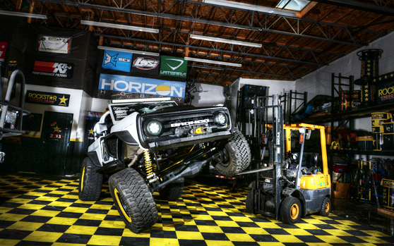 Rockstar Garage with black and yellow ribtrax pro tiles