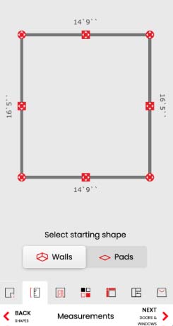 Screen Print of Design Application Step 2, Enter Your Measurements