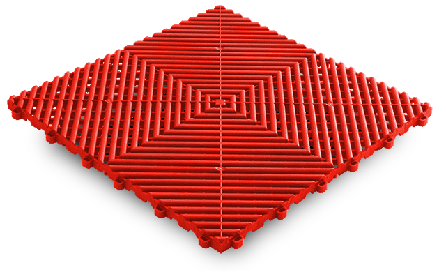 Ribtrax Pro Racing Red Ribbed Floor Tile