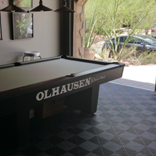 Swisstrax Tile Man cave flooring in 2-car garage