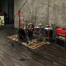 Waterproof, wood tile man cave flooring in basement