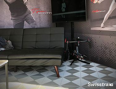 Office waiting area installed with Ribtrax Pro floor tiles