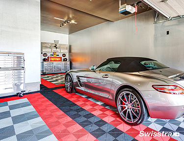 2 car garage workshop with Ribtrax Pro tiles installed