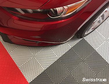 Ribtrax Smooth Pro floor tiles in white, gray, and red 
